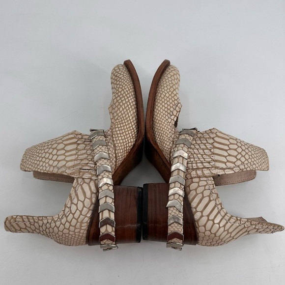 Freebird White Leather Snake Embossed Blade Boho Western Boots 8 - Picture 3 of 12